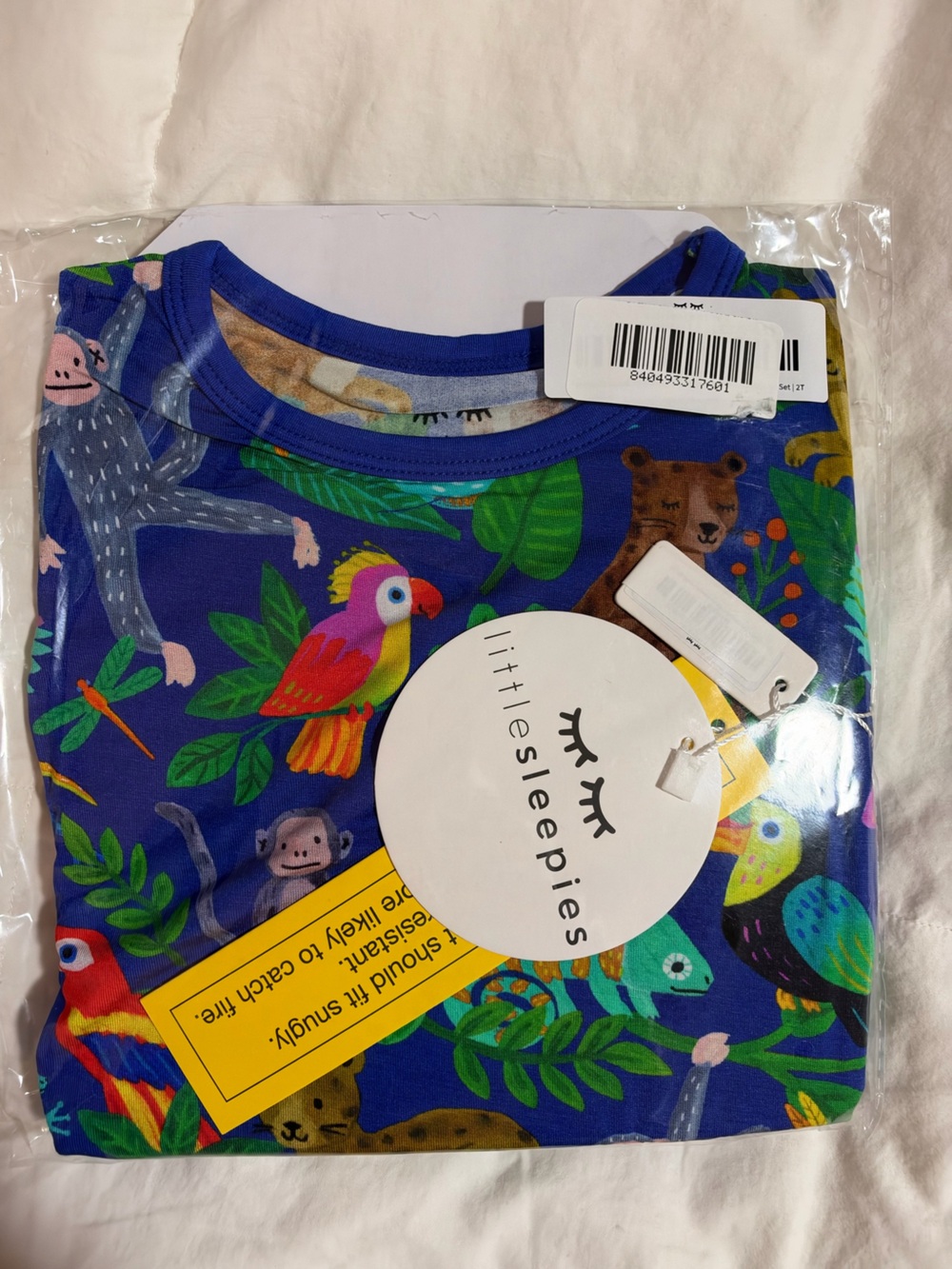 Little Sleepies Blue Jungle Animal Print SS/S Pajama Set